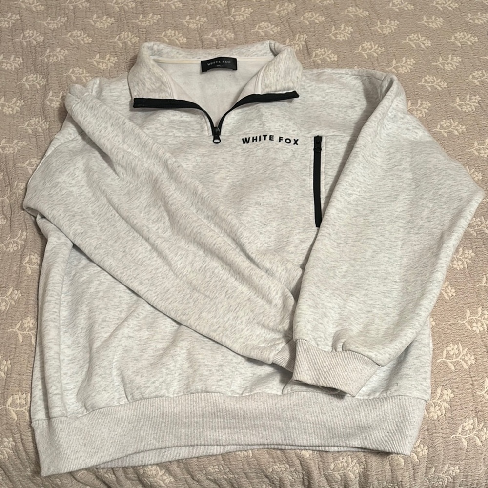 White Fox Boutique Gray Quarter-Zip Sweatshirt